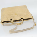 PRADA Hand Bag Leather 2way Beige Gold Auth ep15506-9