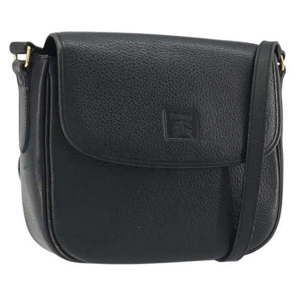 Burberrys Shoulder Bag Leather Black Gold Auth ep15508