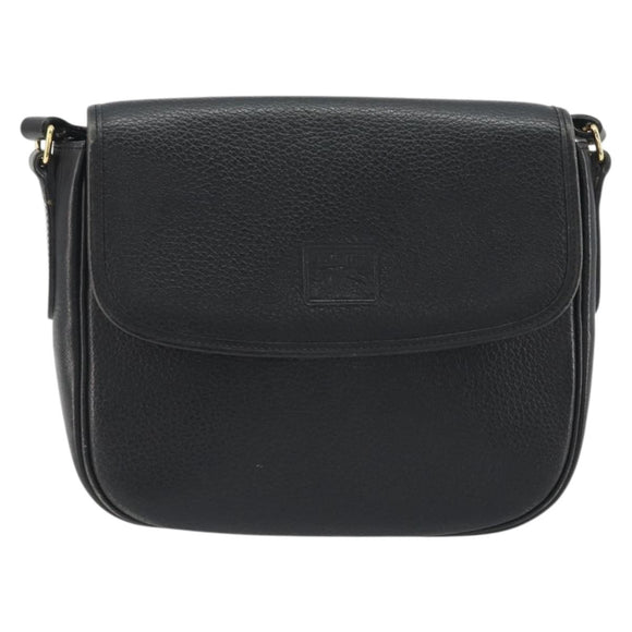 Burberrys Shoulder Bag Leather Black Gold Auth ep15508