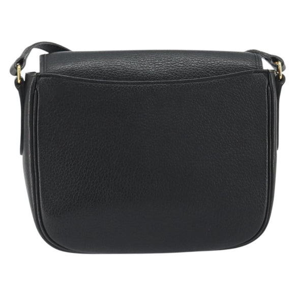 Burberrys Shoulder Bag Leather Black Gold Auth ep15508