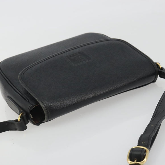 Burberrys Shoulder Bag Leather Black Gold Auth ep15508