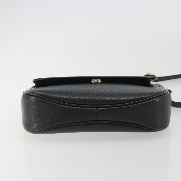 Burberrys Shoulder Bag Leather Black Gold Auth ep15508