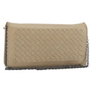 BOTTEGA VENETA INTRECCIATO Chain Shoulder Bag Leather Beige Auth ep15510-1