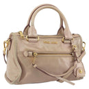 Miu Miu Hand Bag Leather 2way Beige Gold Auth ep15515A-1