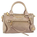 Miu Miu Hand Bag Leather 2way Beige Gold Auth ep15515A-13