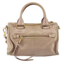 Miu Miu Hand Bag Leather 2way Beige Gold Auth ep15515A-2