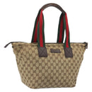GUCCI GG Canvas Web Sherry Line Tote Bag Beige 131230 Auth ep15516-1