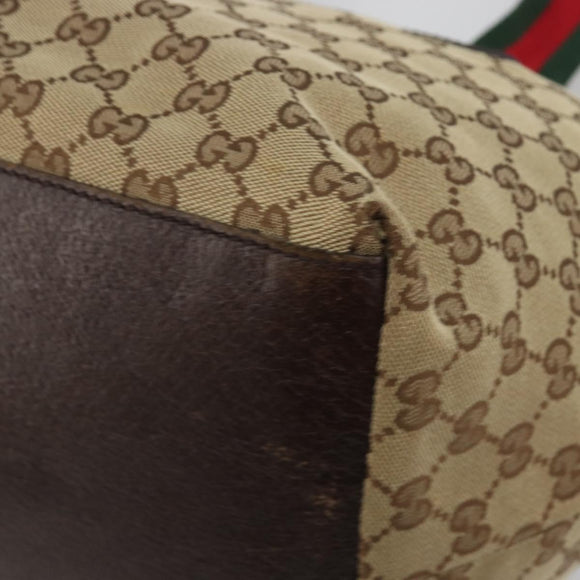 GUCCI GG Canvas Web Sherry Line Tote Bag Beige 131230 Auth ep15516