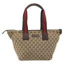 GUCCI GG Canvas Web Sherry Line Tote Bag Beige 131230 Auth ep15516-13