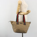 GUCCI GG Canvas Web Sherry Line Tote Bag Beige 131230 Auth ep15516-24