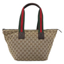 GUCCI GG Canvas Web Sherry Line Tote Bag Beige 131230 Auth ep15516-2