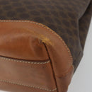 CELINE Macadam Canvas Tote Bag PVC Leather Brown Gold Auth ep15517-10
