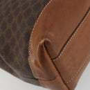 CELINE Macadam Canvas Tote Bag PVC Leather Brown Gold Auth ep15517-13