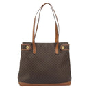 CELINE Macadam Canvas Tote Bag PVC Leather Brown Gold Auth ep15517-2