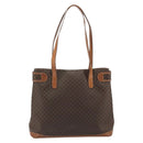 CELINE Macadam Canvas Tote Bag PVC Leather Brown Gold Auth ep15517-3