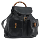 GUCCI Bamboo Backpack Leather Black Gold 003 2058 0016 Auth ep15518-1