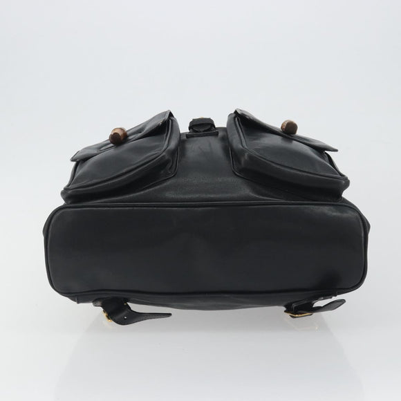GUCCI Bamboo Backpack Leather Black Gold 003 2058 0016 Auth ep15518