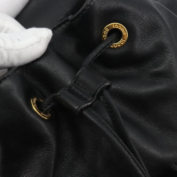 GUCCI Bamboo Backpack Leather Black Gold 003 2058 0016 Auth ep15518