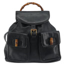 GUCCI Bamboo Backpack Leather Black Gold 003 2058 0016 Auth ep15518-2