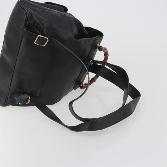 GUCCI Bamboo Backpack Leather Black Gold 003 2058 0016 Auth ep15518