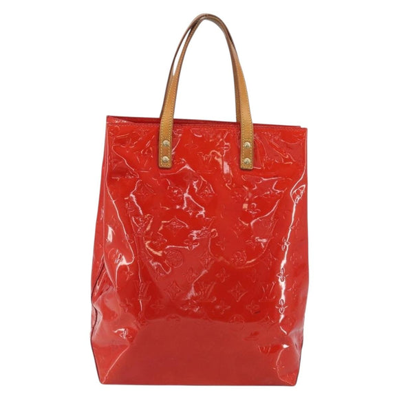LOUIS VUITTON Monogram Vernis Reade MM Hand Bag Red Rouge M91086 LV Auth ep15522