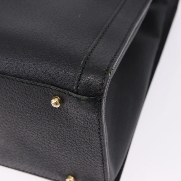 GUCCI Bamboo Tote Bag Leather Black Gold 002 2853 0260 Auth ep15525