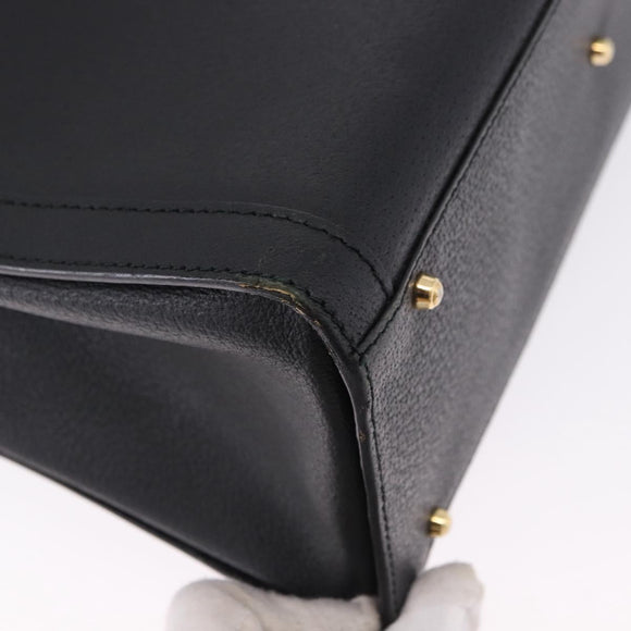 GUCCI Bamboo Tote Bag Leather Black Gold 002 2853 0260 Auth ep15525