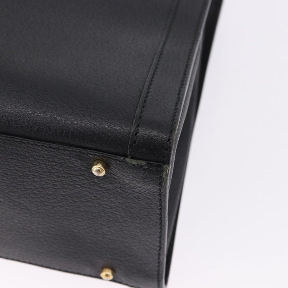 GUCCI Bamboo Tote Bag Leather Black Gold 002 2853 0260 Auth ep15525