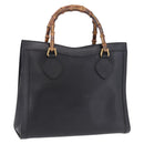 GUCCI Bamboo Tote Bag Leather Black Gold 002 2853 0260 Auth ep15525-1