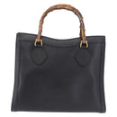 GUCCI Bamboo Tote Bag Leather Black Gold 002 2853 0260 Auth ep15525-13
