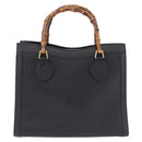GUCCI Bamboo Tote Bag Leather Black Gold 002 2853 0260 Auth ep15525-2