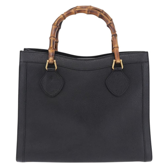 GUCCI Bamboo Tote Bag Leather Black Gold 002 2853 0260 Auth ep15525