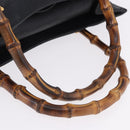 GUCCI Bamboo Tote Bag Leather Black Gold 002 2853 0260 Auth ep15525-7