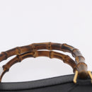 GUCCI Bamboo Tote Bag Leather Black Gold 002 2853 0260 Auth ep15525-14