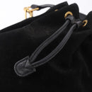 GUCCI Bamboo Purse Shoulder Bag Suede 2way Black Gold 001 2865 1657 Auth ep15527-18