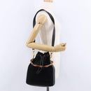 GUCCI Bamboo Purse Shoulder Bag Suede 2way Black Gold 001 2865 1657 Auth ep15527-24