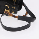 GUCCI Bamboo Purse Shoulder Bag Suede 2way Black Gold 001 2865 1657 Auth ep15527-9