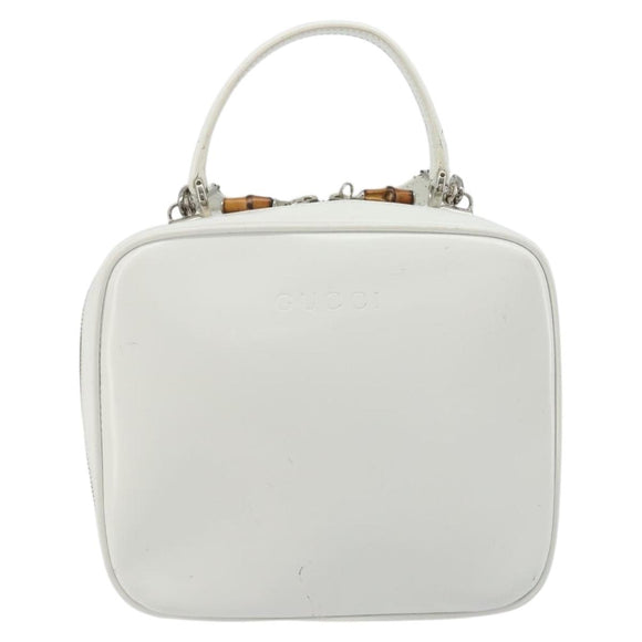 GUCCI Vanity Hand Bag Patent leather 2way White Silver 000 270 0323 Auth ep15543