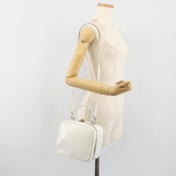 GUCCI Vanity Hand Bag Patent leather 2way White Silver 000 270 0323 Auth ep15543