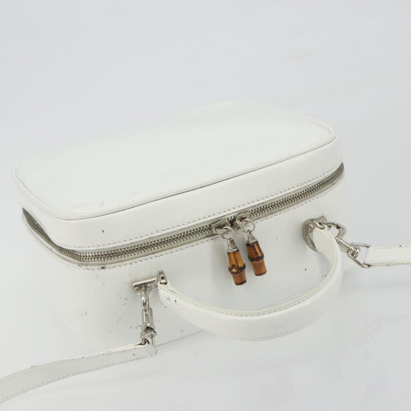 GUCCI Vanity Hand Bag Patent leather 2way White Silver 000 270 0323 Auth ep15543