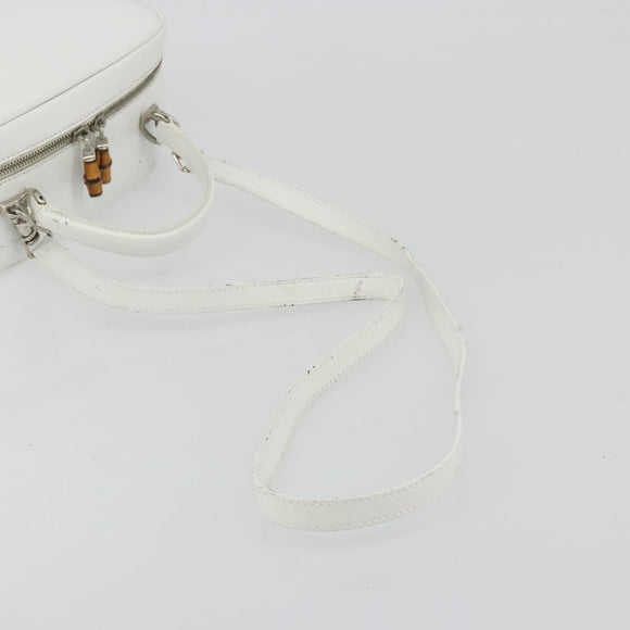 GUCCI Vanity Hand Bag Patent leather 2way White Silver 000 270 0323 Auth ep15543