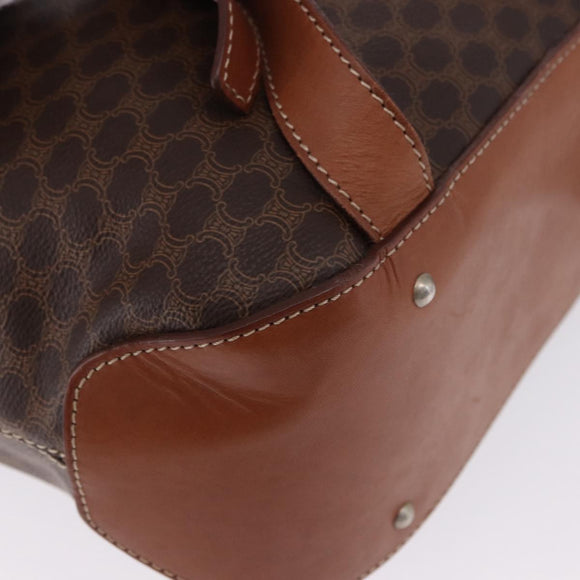 CELINE Macadam Canvas Backpack PVC Leather Brown Gold Auth ep15544A