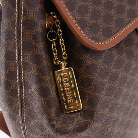 CELINE Macadam Canvas Backpack PVC Leather Brown Gold Auth ep15544A
