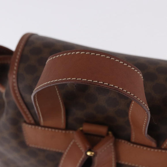 CELINE Macadam Canvas Backpack PVC Leather Brown Gold Auth ep15544A