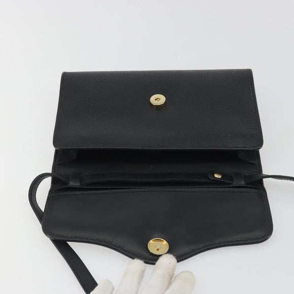 Christian Dior Shoulder Bag Leather Black Gold Auth ep15545A