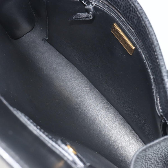Christian Dior Shoulder Bag Leather Black Gold Auth ep15545A