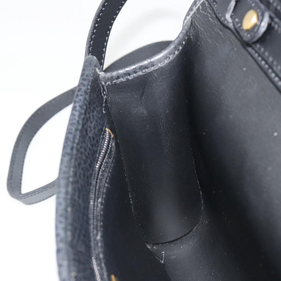 Christian Dior Shoulder Bag Leather Black Gold Auth ep15545A