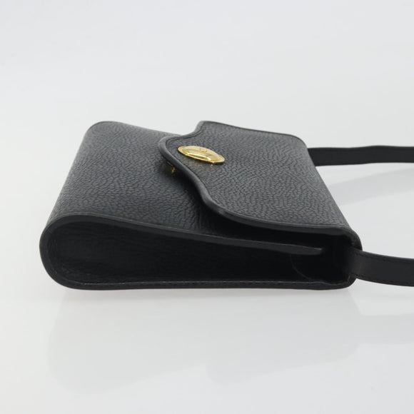 Christian Dior Shoulder Bag Leather Black Gold Auth ep15545A
