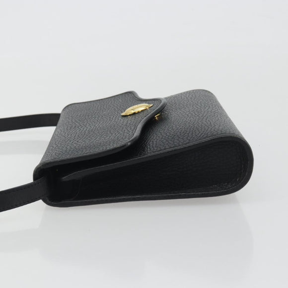 Christian Dior Shoulder Bag Leather Black Gold Auth ep15545A