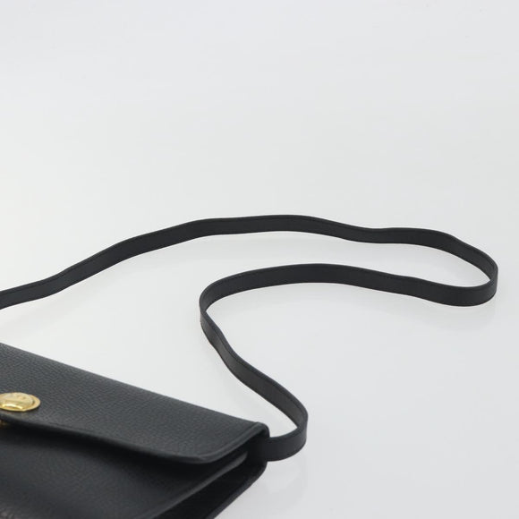 Christian Dior Shoulder Bag Leather Black Gold Auth ep15545A